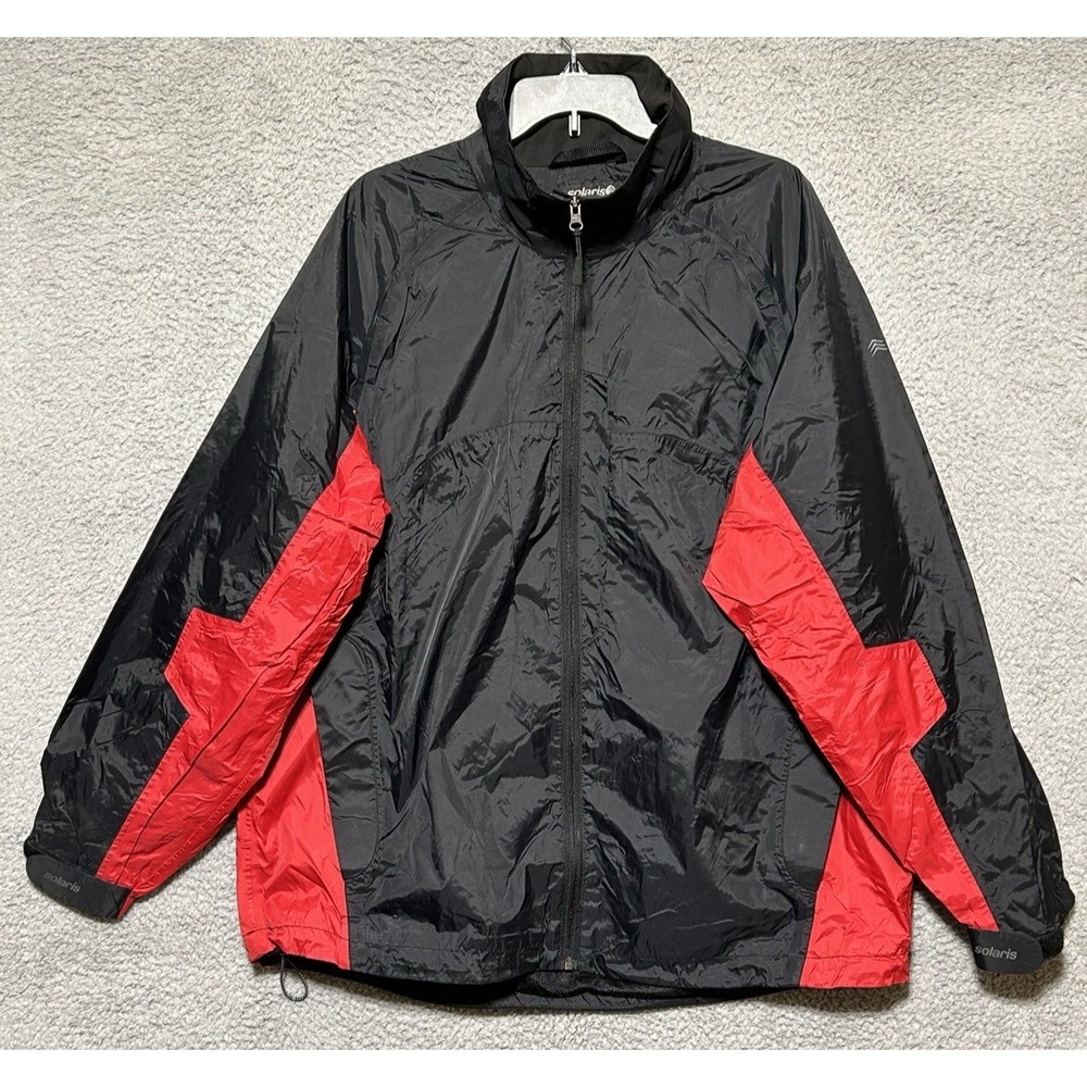 Solaris Mens X Large Black LS/S Weather Resistant Windbreaker Jacket Lined